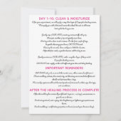 Eyebrow Microblading Aftercare Instruction Roze Kaart (Achterkant)