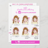 Eyebrow Microblading Aftercare Instruction Roze Kaart (Voorkant / Achterkant)