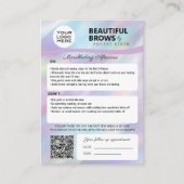 Eyebrow Microblading Brow Aftercare & Appointment Visitekaartje (Voorkant)