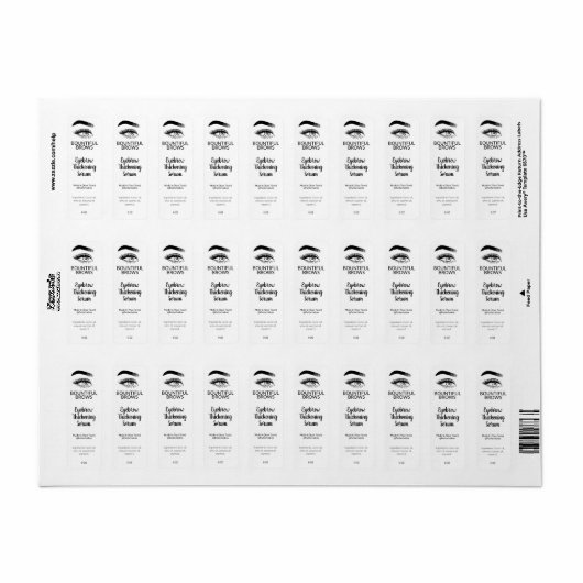 Eyebrow Thickening Oil Serum Labels (Full Sheet)