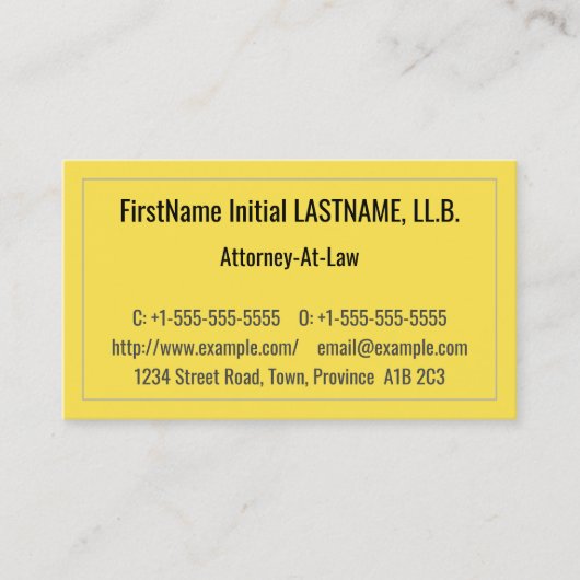 Eyecatching Attorney-At-Law Visitekaartje (Voorkant)