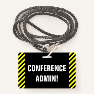 Eyecatching "CONFERENTIE ADMIN!" badge