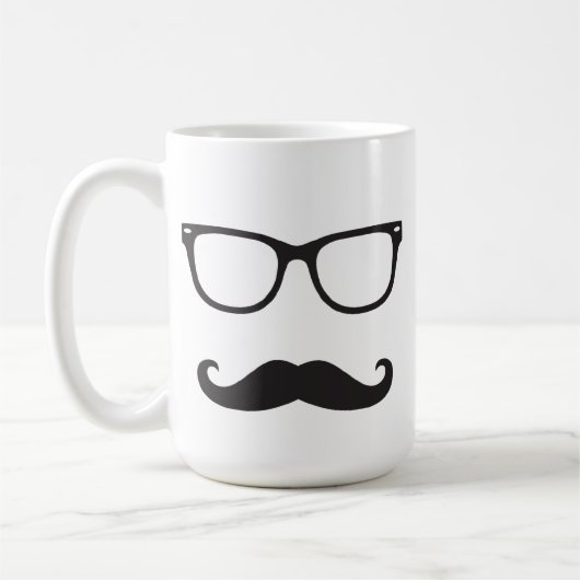 Eyeglassen en Mustache Mok (Links)