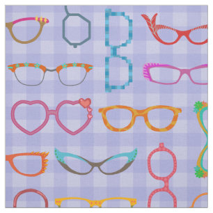 Eyeglasses Retro Modern Hipster Violet Gingham Stof