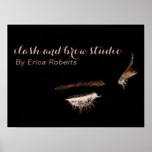 Eyelash & Brow Makeup Artist Roos Gold Foil Salon Poster