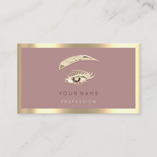 Eyelash Brow Makeup Logo Qr Code Roos Gold Lijst Visitekaartje (Voorkant)