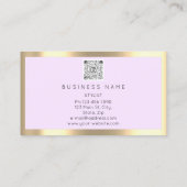 Eyelash Brow Makeup Logo Qr Code Roze pasta Gold Visitekaartje (Achterkant)