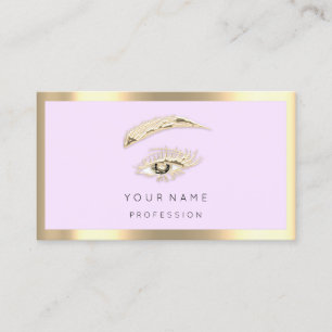 Eyelash Brow Makeup Logo Qr Code Roze pasta Gold Visitekaartje