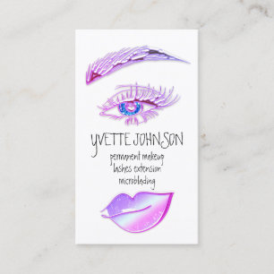 Eyelash Brow Makeup Logo QRCode Lip Holograaf Roze Visitekaartje
