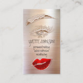 Eyelash Brow Makeup Logo QRCode Lip Roos Glitter Visitekaartje (Voorkant)