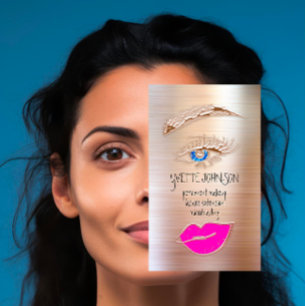 Eyelash Brow Makeup Logo QRCode Lip Roos Rood Roze Visitekaartje