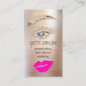 Eyelash Brow Makeup Logo QRCode Lip Roos Rood Roze Visitekaartje (Voorkant)