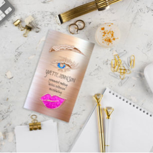 Eyelash Brow Makeup Logo QRCode Lip Roos Roze Visitekaartje