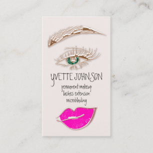 Eyelash Brow Makeup Logo QRCode Lips Roos Roze Visitekaartje