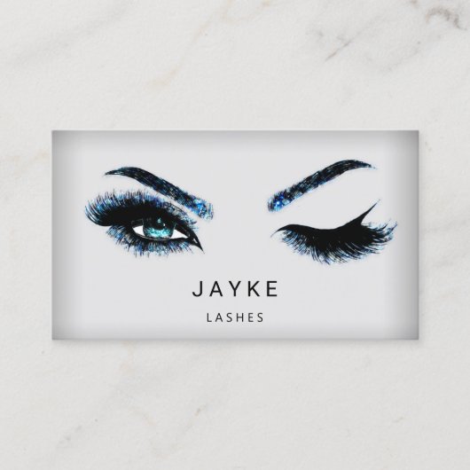 Eyelash Brow Microblade QR Logo Blue Lashes Visitekaartje (Voorkant)