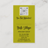 Eyelash Brows Makeup Logo QRCode Lip Gold Mustard Visitekaartje (Achterkant)