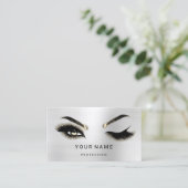 Eyelash Brows Microblade. QR CODE Logo Silver Visitekaartje (Staand voorkant)