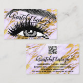 Eyelash Brows QR Code Logo Roze goudmarmer Visitekaartje (Voorkant / Achterkant)