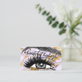 Eyelash Brows QR Code Logo Roze goudmarmer Visitekaartje (Staand voorkant)