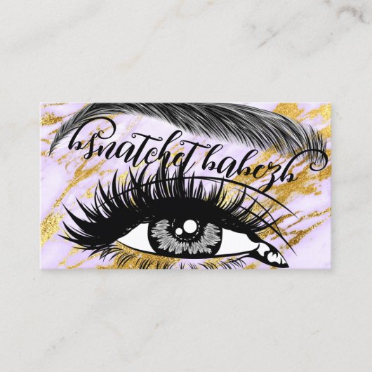 Eyelash Brows QR Code Logo Roze goudmarmer Visitekaartje (Voorkant)