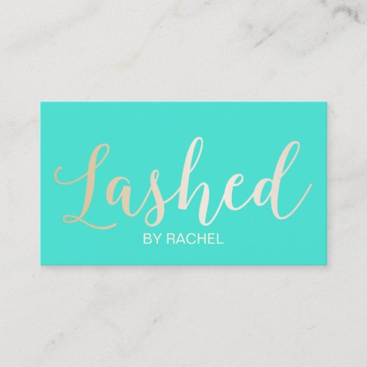 Eyelash Extension Gold Script Modern Turquoise Visitekaartje (Voorkant)