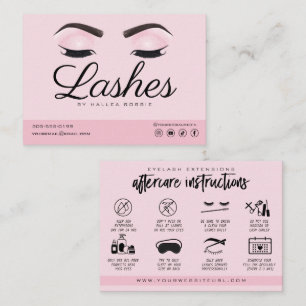 Eyelash Extension Instructies voor nazorg Roze Visitekaartje