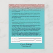 Eyelash Extension Liability Waiver Blauwgroen Roos Flyer (Achterkant)