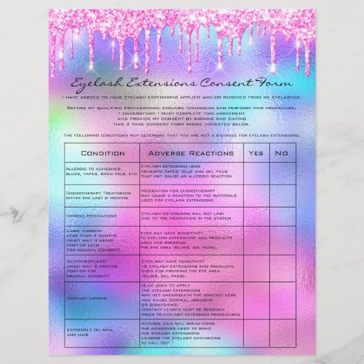 Eyelash Extension Liability Waiver Bright Roze Flyer (Voorkant)