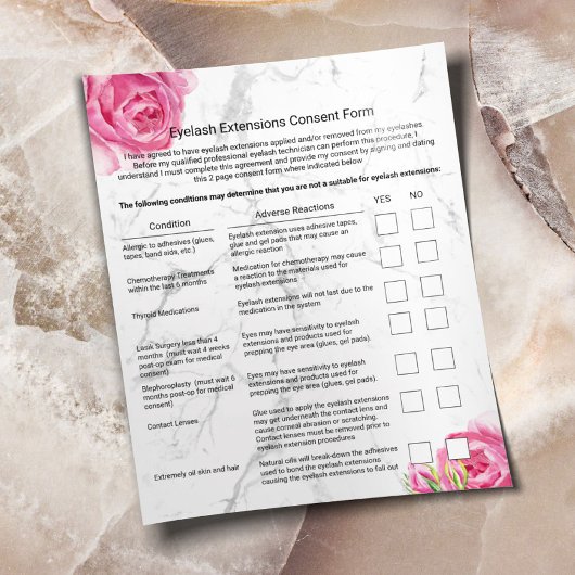 Eyelash Extension Liability Waiver  Floral Flyer
