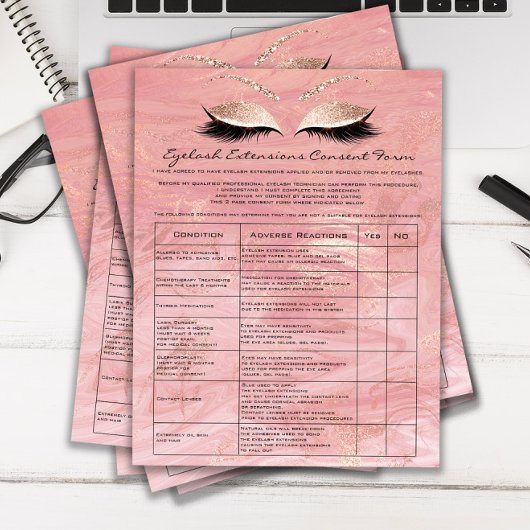 Eyelash Extension Liability Waiver Roos Marble Flyer