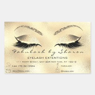 Eyelash Extension Makeup Beauty Salon Adress Gold2 Rechthoekige Sticker
