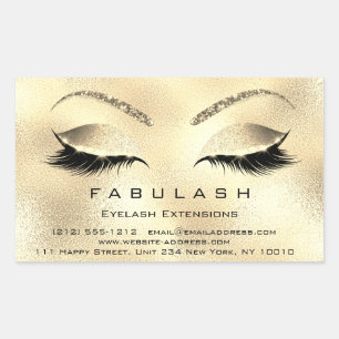Eyelash Extension Makeup Beauty Salon Gold VIP Rechthoekige Sticker