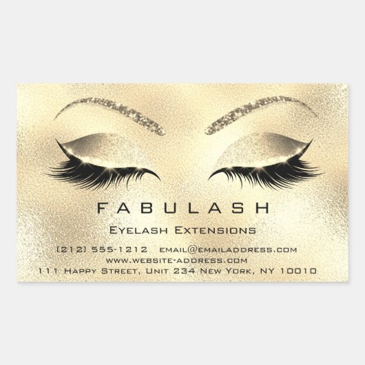 Eyelash Extension Makeup Beauty Salon Gold VIP Rechthoekige Sticker (Voorkant)