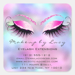 Eyelash Extension Makeup Beauty Salon Pink Fuchsia Vierkante Sticker