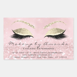 Eyelash Extension Makeup Beauty Salon Pink Gold1 Rechthoekige Sticker
