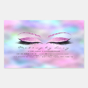 Eyelash Extension Makeup Beauty Salon Pink Ombre Rechthoekige Sticker