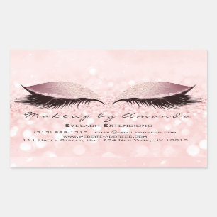 Eyelash Extension Makeup Beauty Salon Roze Blush Rechthoekige Sticker