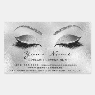 Eyelash Extension Makeup Beauty Salon Silver VIP Rechthoekige Sticker