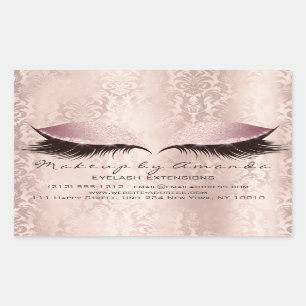 Eyelash Extension Pink Makeup Artist Beauty Damask Rechthoekige Sticker