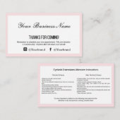 Eyelash Extensions Aftercare Care Visitekaartje (Voorkant / Achterkant)