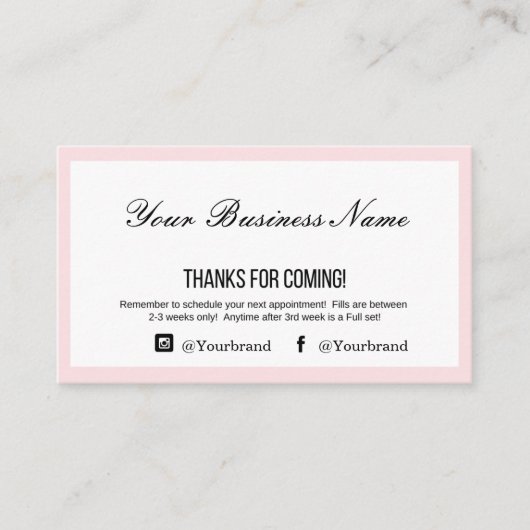 Eyelash Extensions Aftercare Care Visitekaartje (Voorkant)