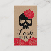 Eyelash Extensions Beauty Floral Skull Rustic Visitekaartje (Voorkant)