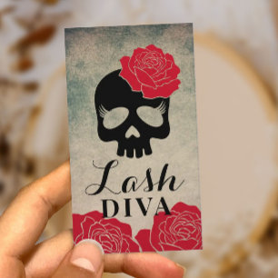 Eyelash Extensions Beauty Floral Skull  Visitekaartje