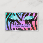 Eyelash Extensions Glitter Makeup Bright Zebra Visitekaartje (Voorkant)