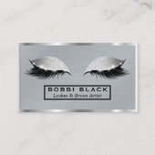 Eyelash Extensions Glitter Makeup Modern Metal Visitekaartje (Voorkant)