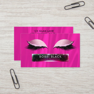 Eyelash Extensions Hot Pink Glitter Glam Makeup Visitekaartje