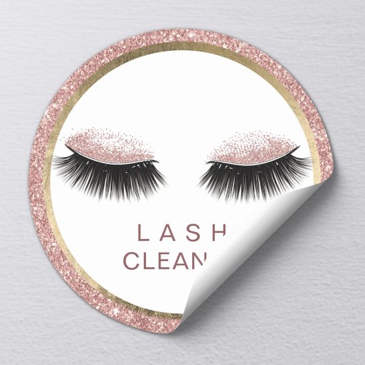 Eyelash Extensions Lash Cleaner Roos Gold Glitter Ronde Sticker