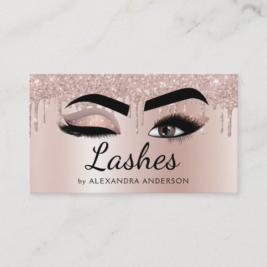 Eyelash Extensions Lashes Glitter Roos Gold Pink Visitekaartje (Voorkant)