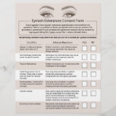 Eyelash Extensions Liability Waiver Beige Salon Flyer (Voorkant)