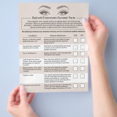 Eyelash Extensions Liability Waiver Beige Salon Flyer (Hand)